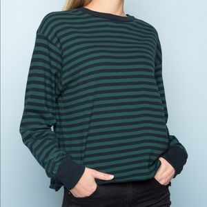 Brandy Melville Green Striped Acacia Top